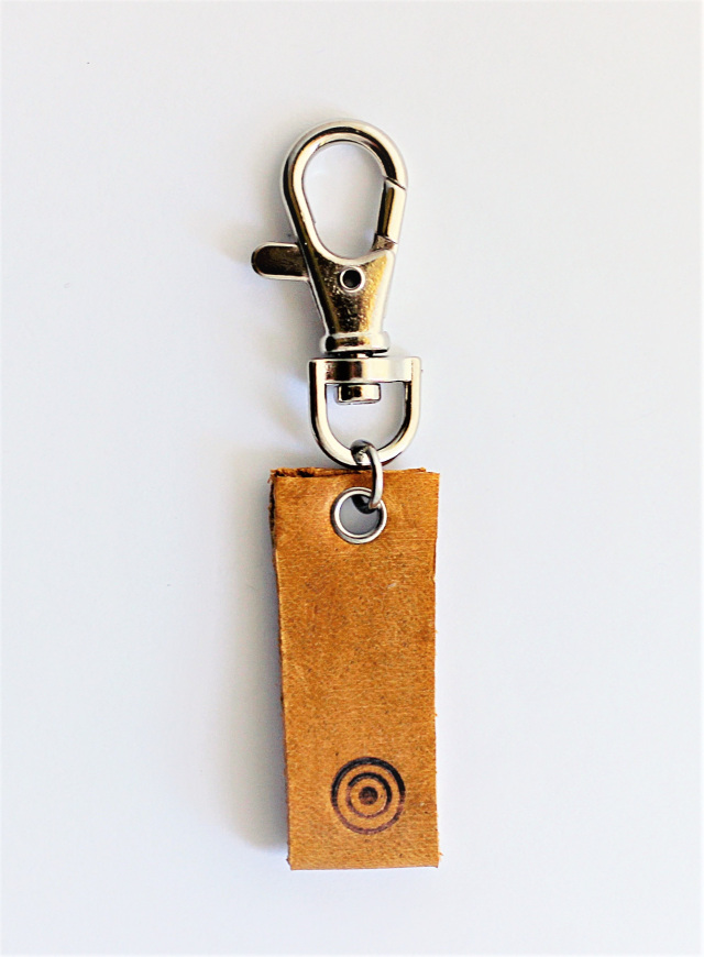 Natural Leather Key Ring Branded Circle Tan Clip Keyring Keychain